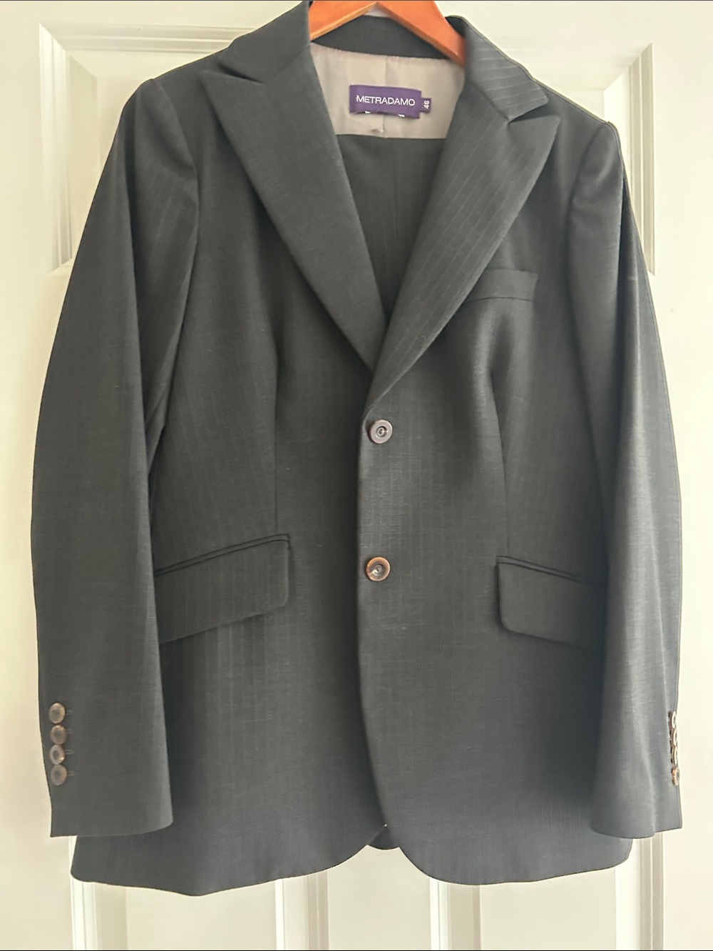 Metradamo Women’s Charcoal Pinstripe Suit Jacket